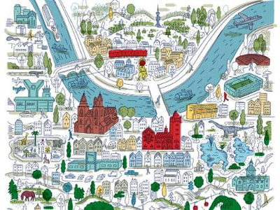 Illustrazione della città di Basilea Illustrazione della città di Basilea